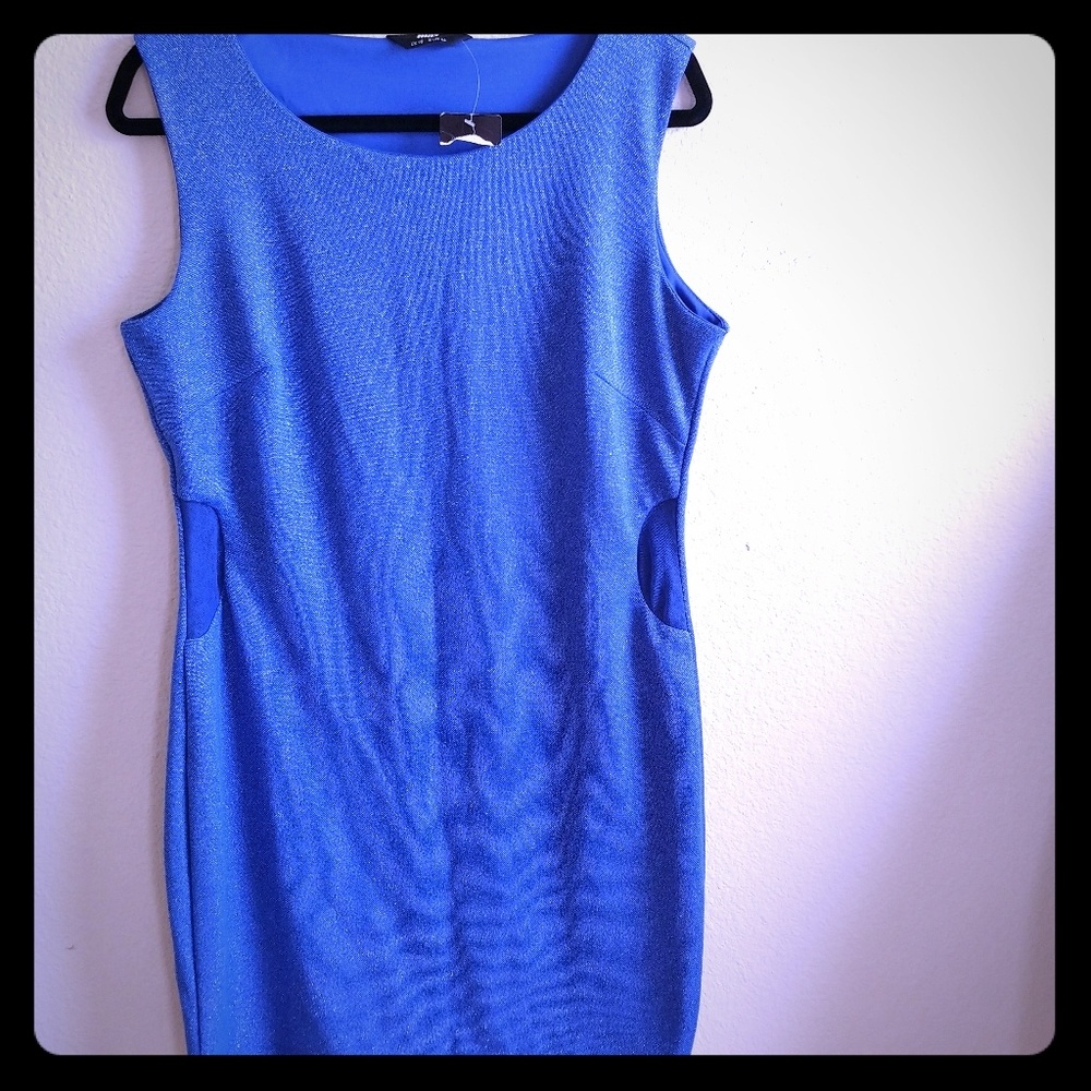 Sparkly blue short dress.